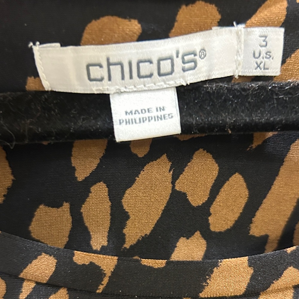 Chico's Black and Brown Animal Print LS Maxi Dress Excellent Preowned Condition - Picture 6 of 11